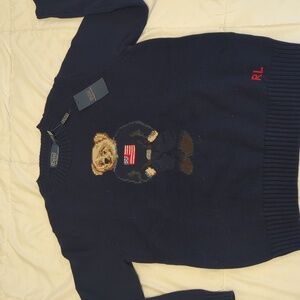 NWT Polo Ralph Lauren Women's Navy Bear Sweater M